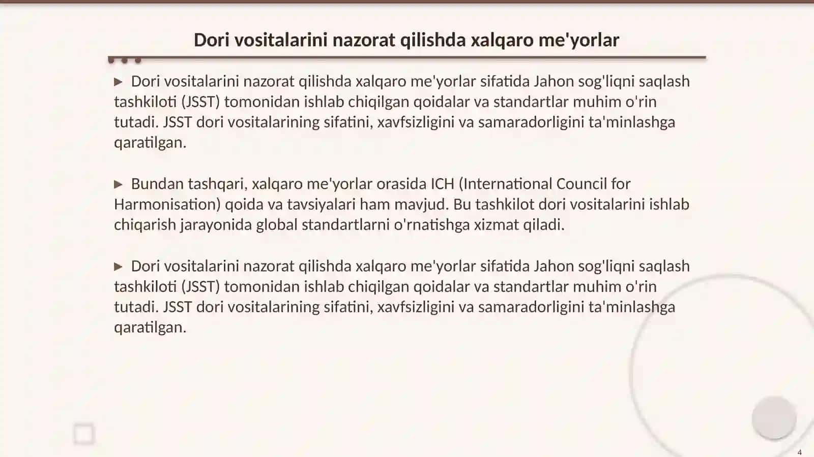 Dori vositalarini nazorat qilishda foydalaniladigan me'yoriy hujjatlar 3