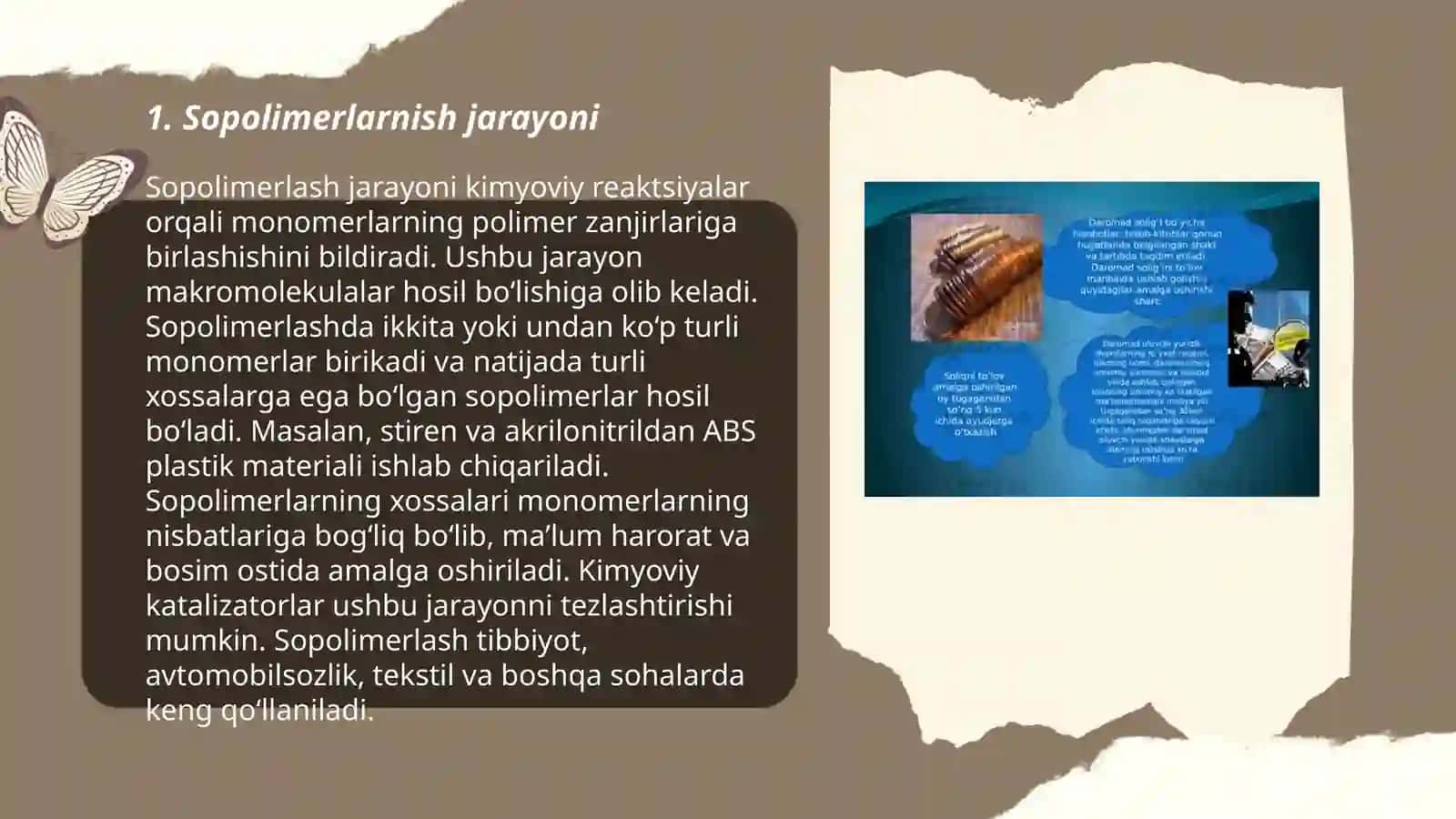 Sopolimerlarnish reaksiyasi boʻyicha olinadigan sintetik kauchuk 3