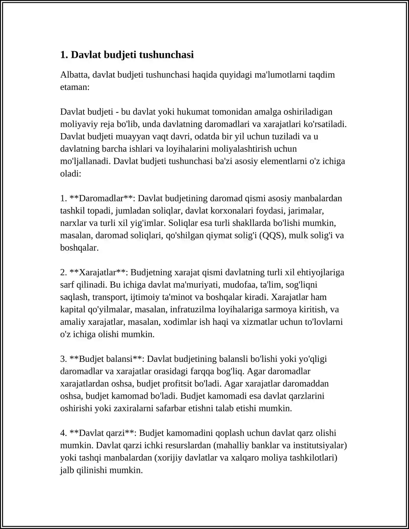 MUSTAQIL ISH Mavzu: DAVLAT BUDJET TARKIBI 3