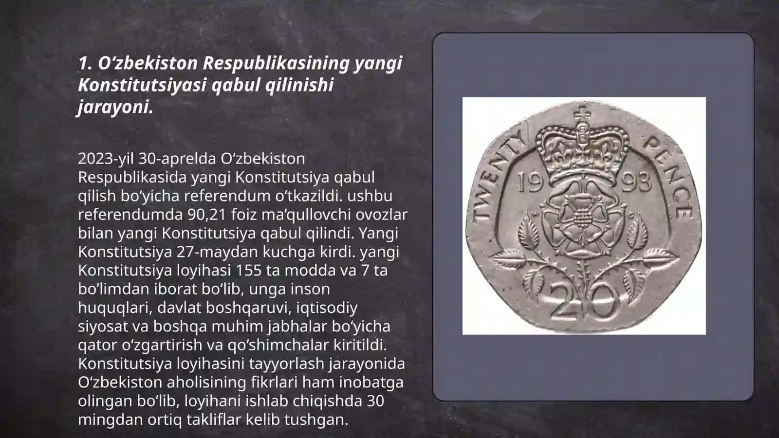 O‘zbekiston Respublikasi Yangi tahrirdagi Konstitutsiyasining qabul qilinishi va uning tarixiy ahamiyati.(2023 y. 30 aprel) 3