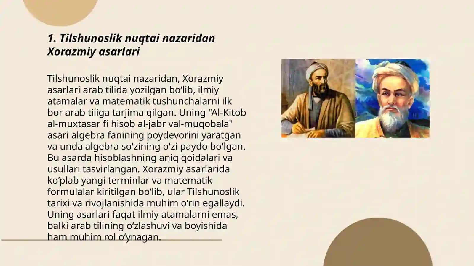 Xorazmiy asarlari til xususiyatlari 3