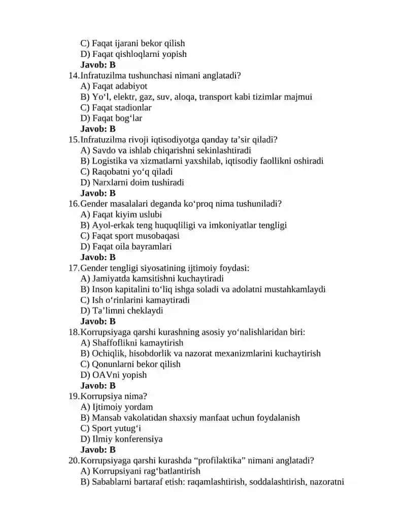 Oʻzbekistonning eng yangi tarixi 6-test 3