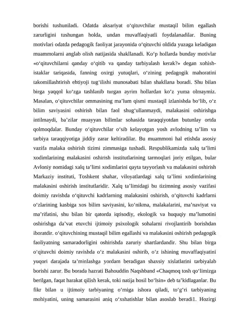 Pedagog faoliyatida psixologiyasining yetakchi ahamiyatga ega ekanligi 3