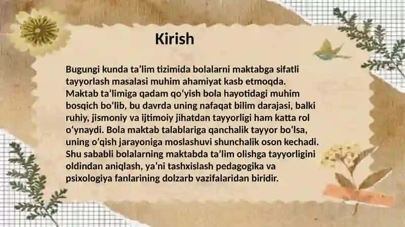 Bolalarning maktabda ta’lim olishga tayyorligini tashxislash usullari 3