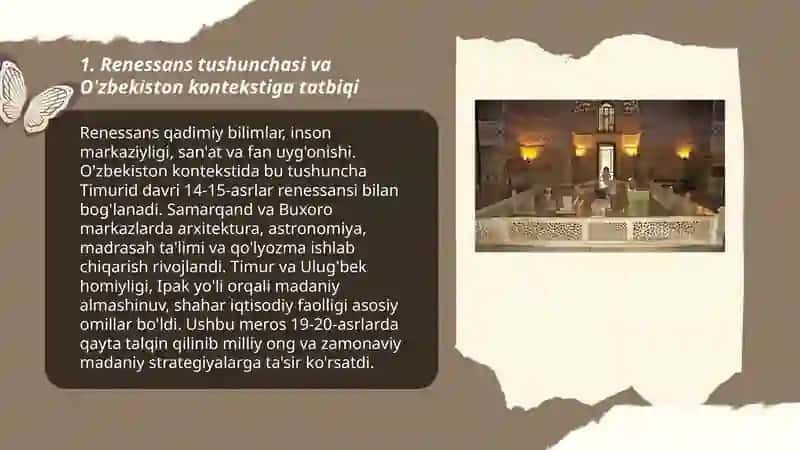 O'zbekiston tarixida renessans:asosiy bosqichlari va rivojlanish omillari 3