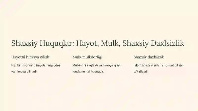 Islomda Inson Huquqlari va Erkinliklarining O'ziga Xos Xususiyatlari 3