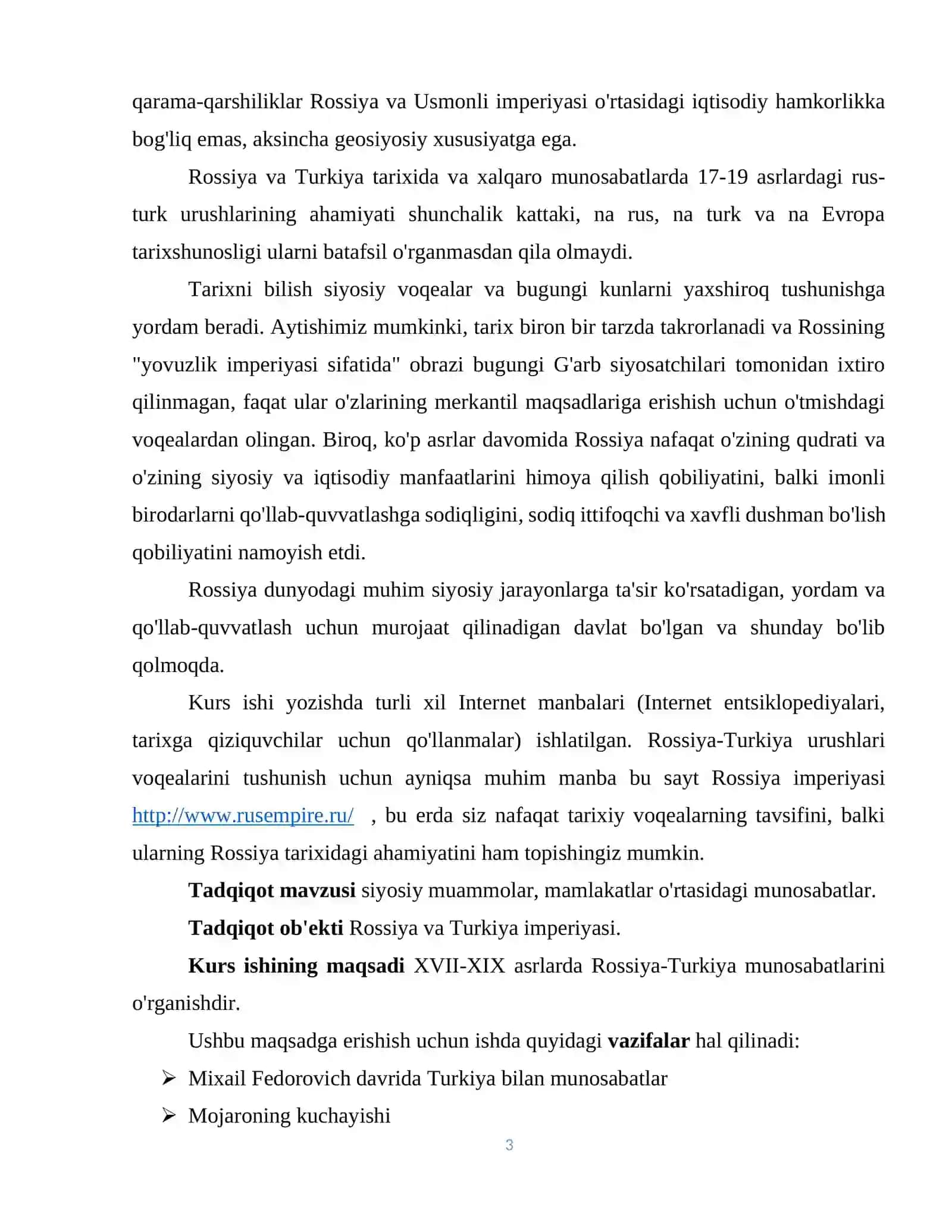 XVII-XIX asrlarda Rossiya-Turkiya munosabatlari 3