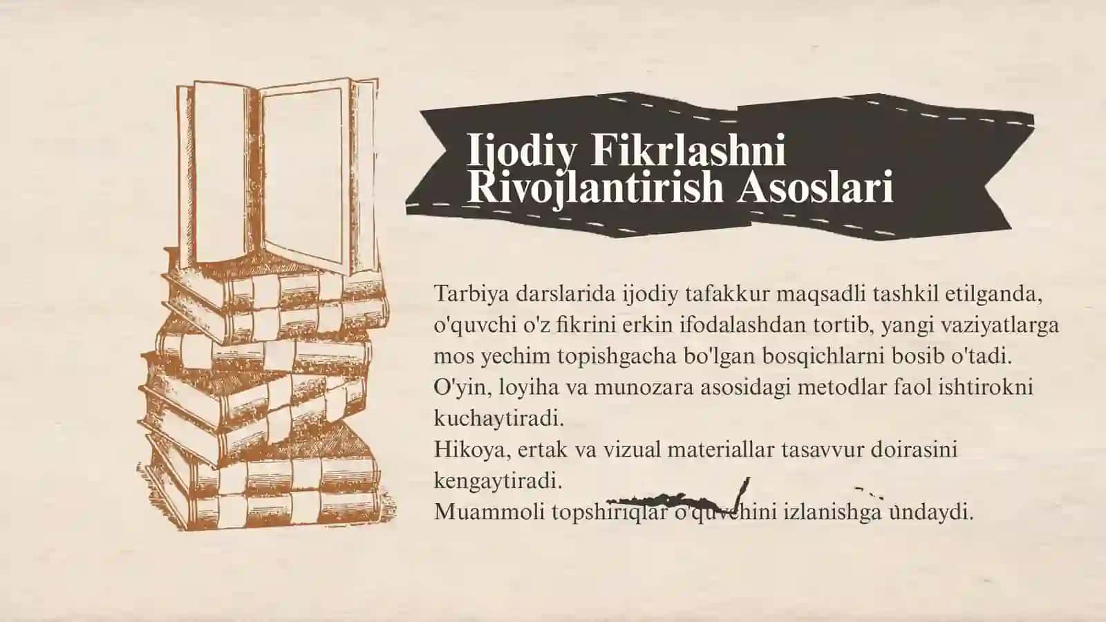O'RTA SINFDA TARBIYA DARSLARIDA IJODIY TASAVVURLARNI RIVOJLANTIRISH 3