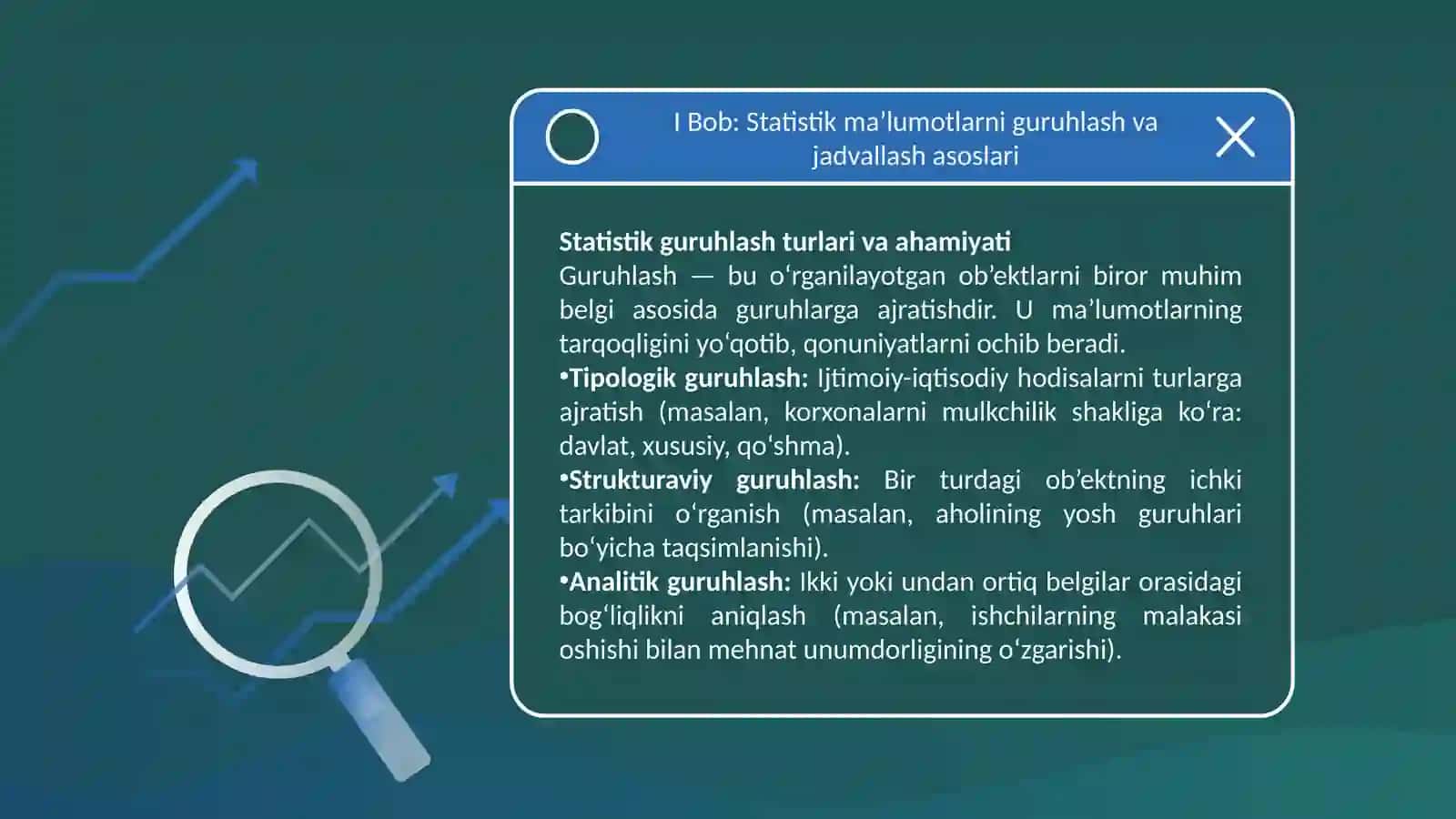 Statistik ma`lumotlarni jadval va grafiklarda tasvirlash 3