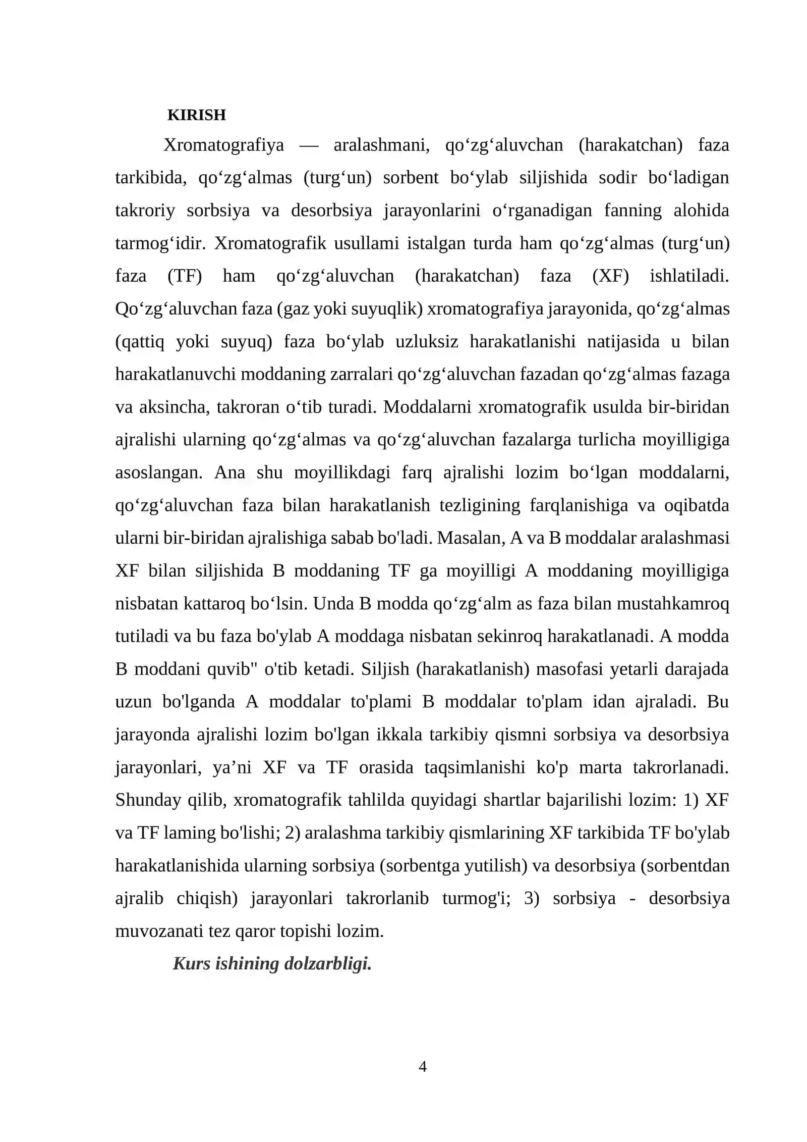 Moddalarni tarkibini xromatografik uslublarda tahlil qilish. 3