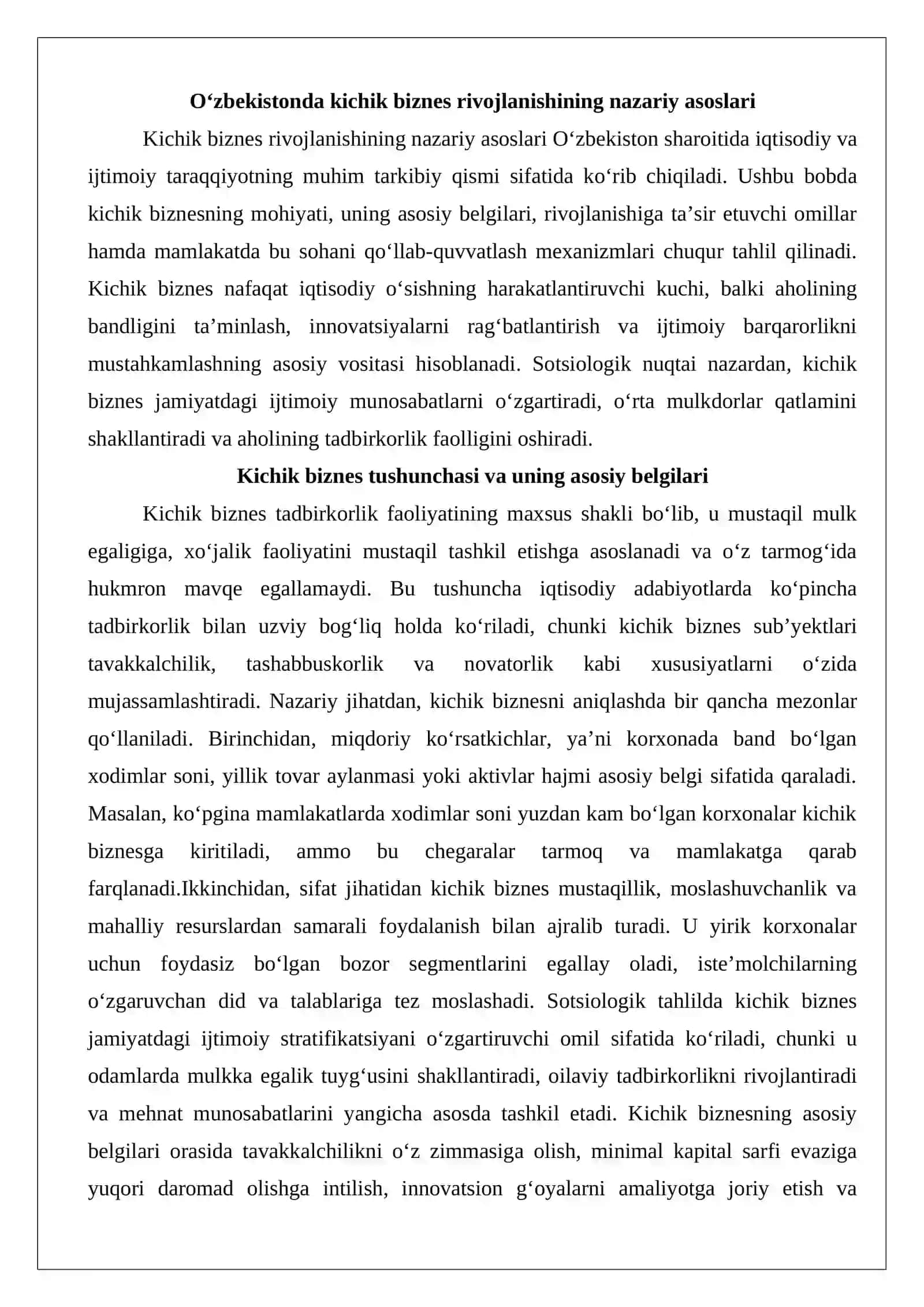 O‘zbekistonda kichik biznesni rivojlanish darajasi va tendensiyalarini modellashtirish va bashoratlash 3