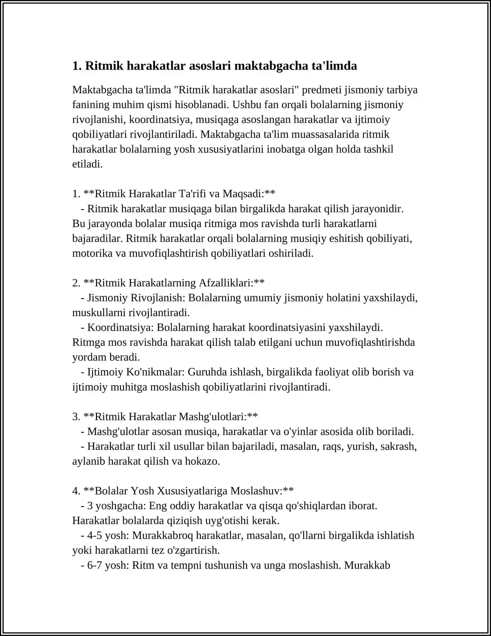 RITMIK XARAKATLAR MAKTABGACHA TALIMDA 3