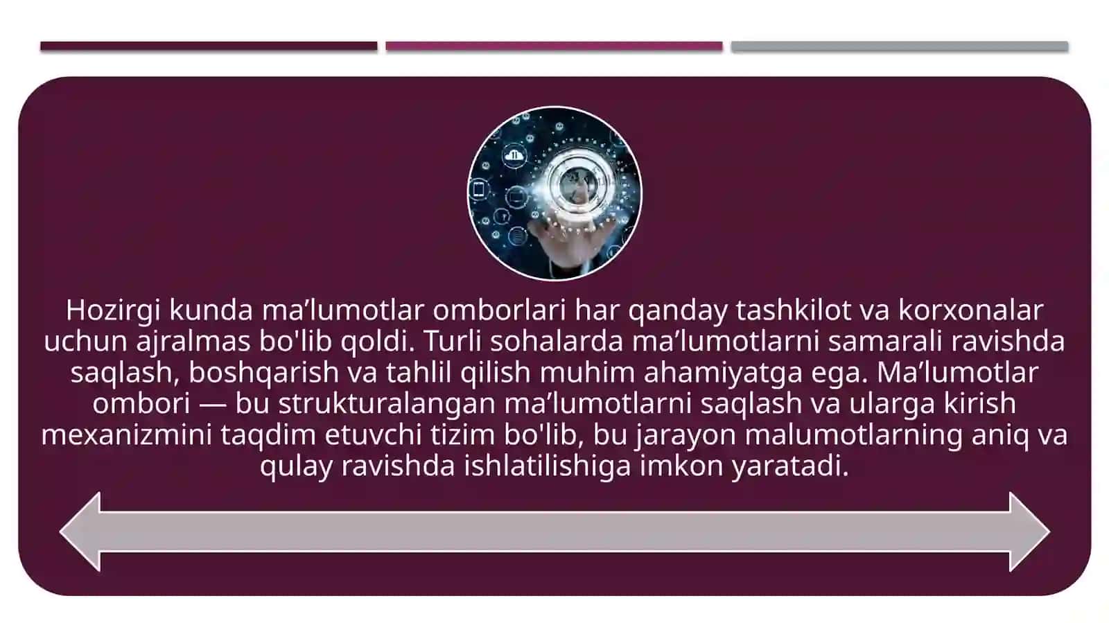 Sohalar boʻyicha maʼlumotlar omborini yaratish va u bilan ishlash 3