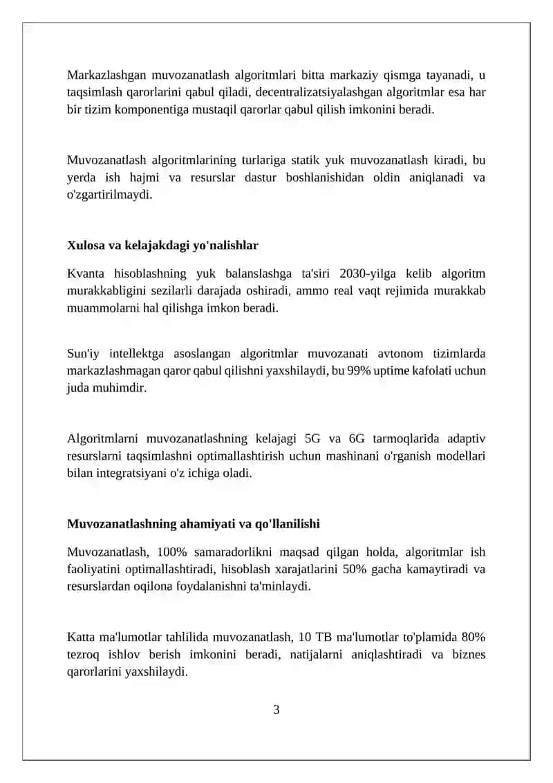 Muvozanatlash algoritmlari: muvozanatlashning umumiy va xususiy algoritmlari 3