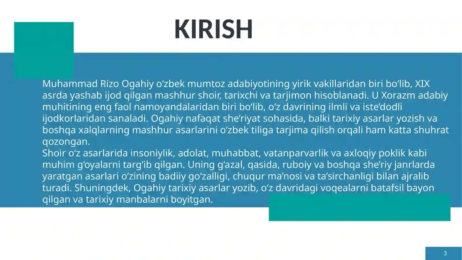 Ogahiy hayoti va ijodi 3