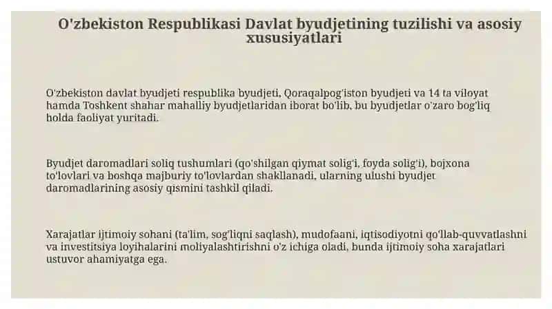 O'zbekiston Respublikasining Davlat byujeti 3