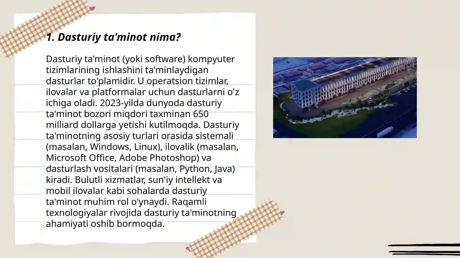 Oʻquvchining dasturiy taʼminotga oid materiallar bilan tanishish 3