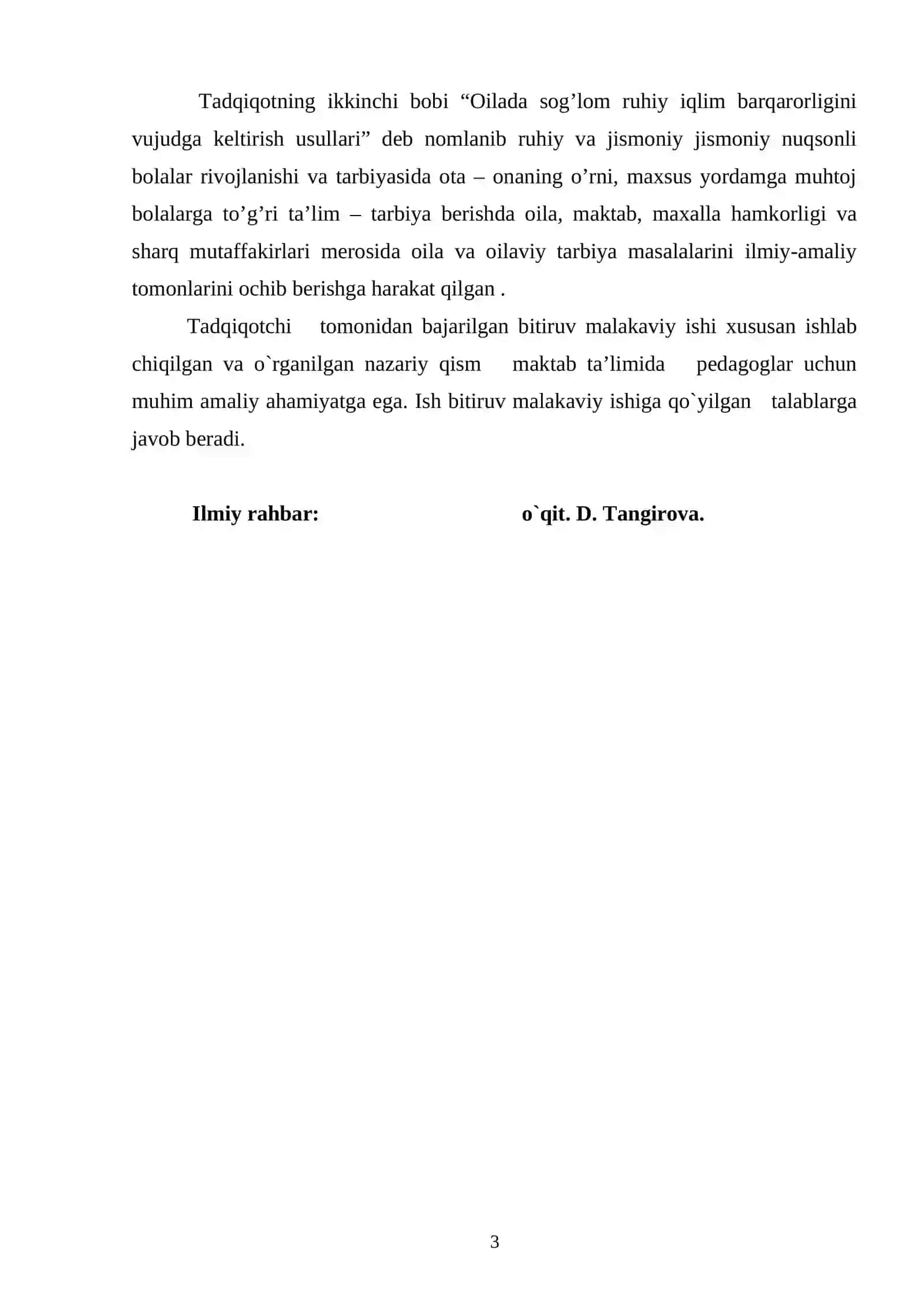 Oilada nogiron bola tarbiyasi va uni yulga quyish masalalari 3