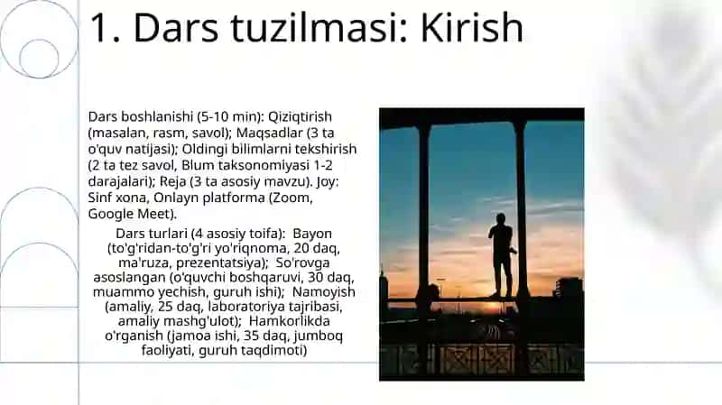 Darsning turlari va tuzilish 3