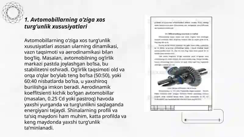 Avtomobillarning boʻylama turgʻunlikdagi ustunligi 3