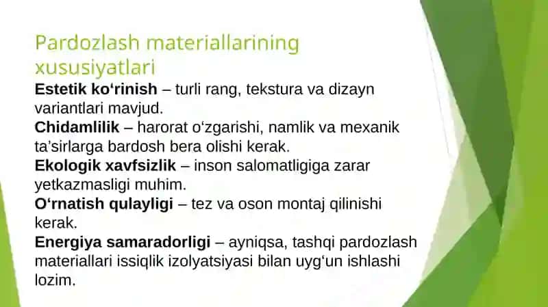Pardozlash va issiqlik izolyatsiyasi materialining tahlili 3