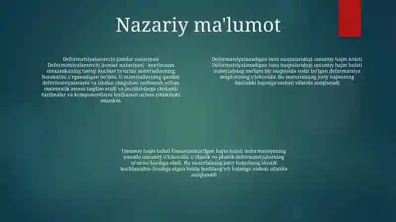 Deformatsiyalanuvchi Jism Nuqtalaridagi Umumlashgan Hajmiy Holati 3