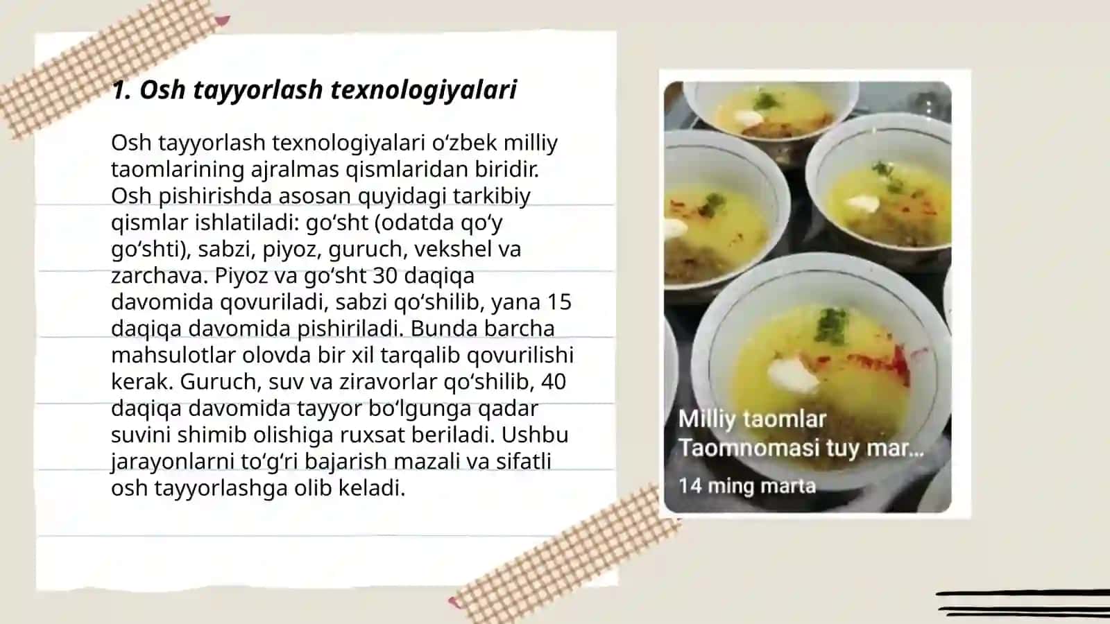 Yaxna taom va tamaddilarni tayyorlash jarayoni texnologiyalari 3