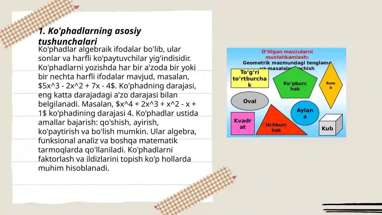 Ko'phadlarni qoldiqlari bo'lish formulasi 3