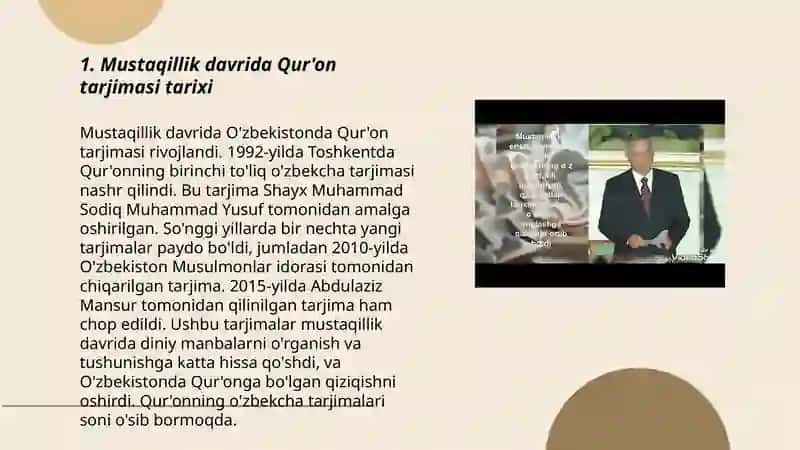 Mustaqillik yillarida Qur'onning o'zbek tiliga tarjima qilinishi va tafsirlari 3
