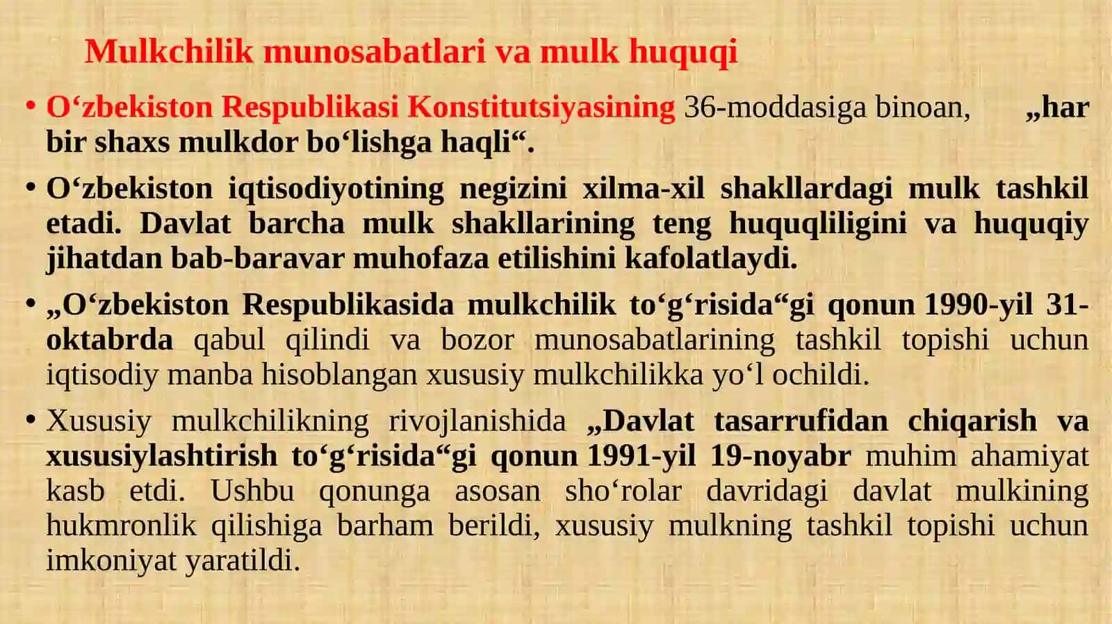 DAVLAT MULKINING O'RNIVAHAMIYATI 3