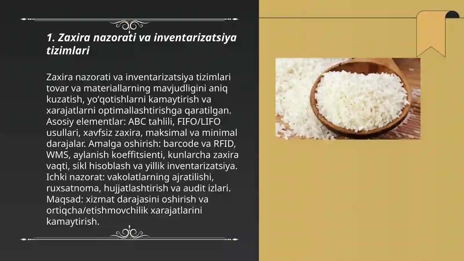 Zaxiralarni va debitorlik qarzlarni boshqarish 3