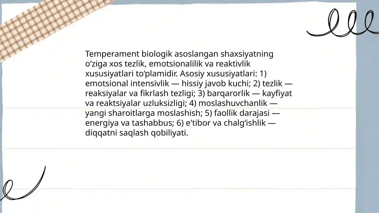 Temperament Xaraker Qobilyat 3