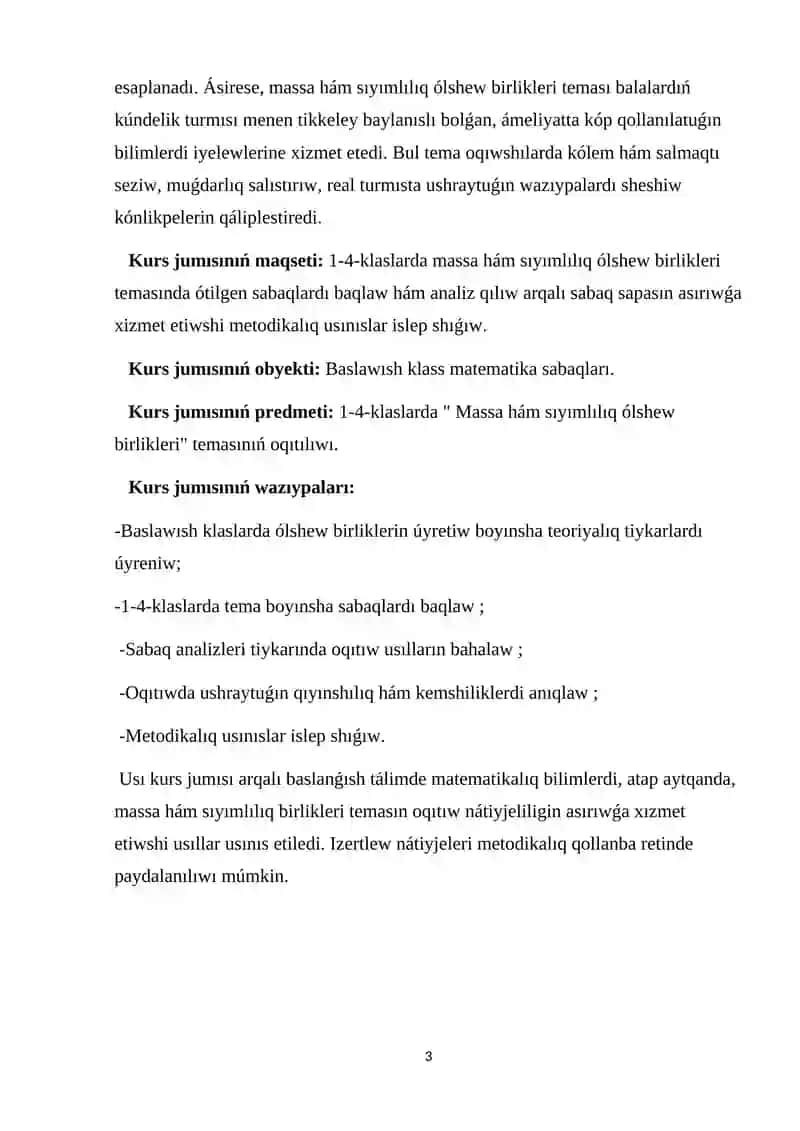 Massa hám sıyımlılıq ólshem birlikleri teması 3