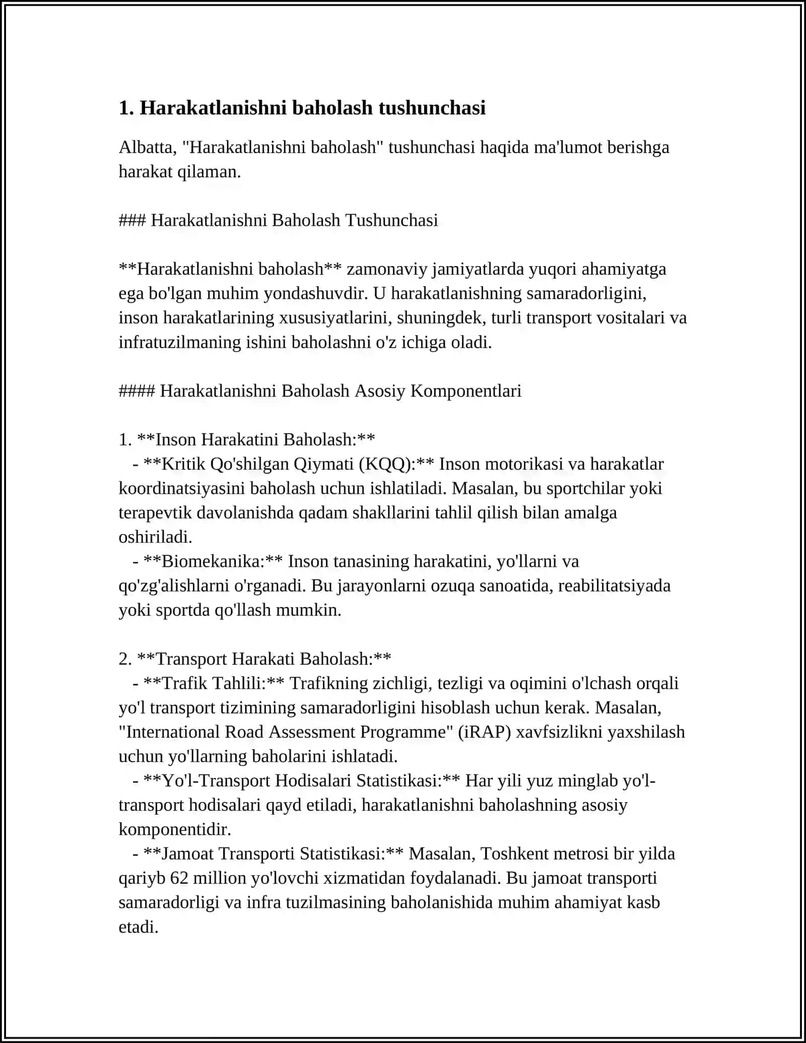 HARAKATLANISHNI BAHOLASH 3