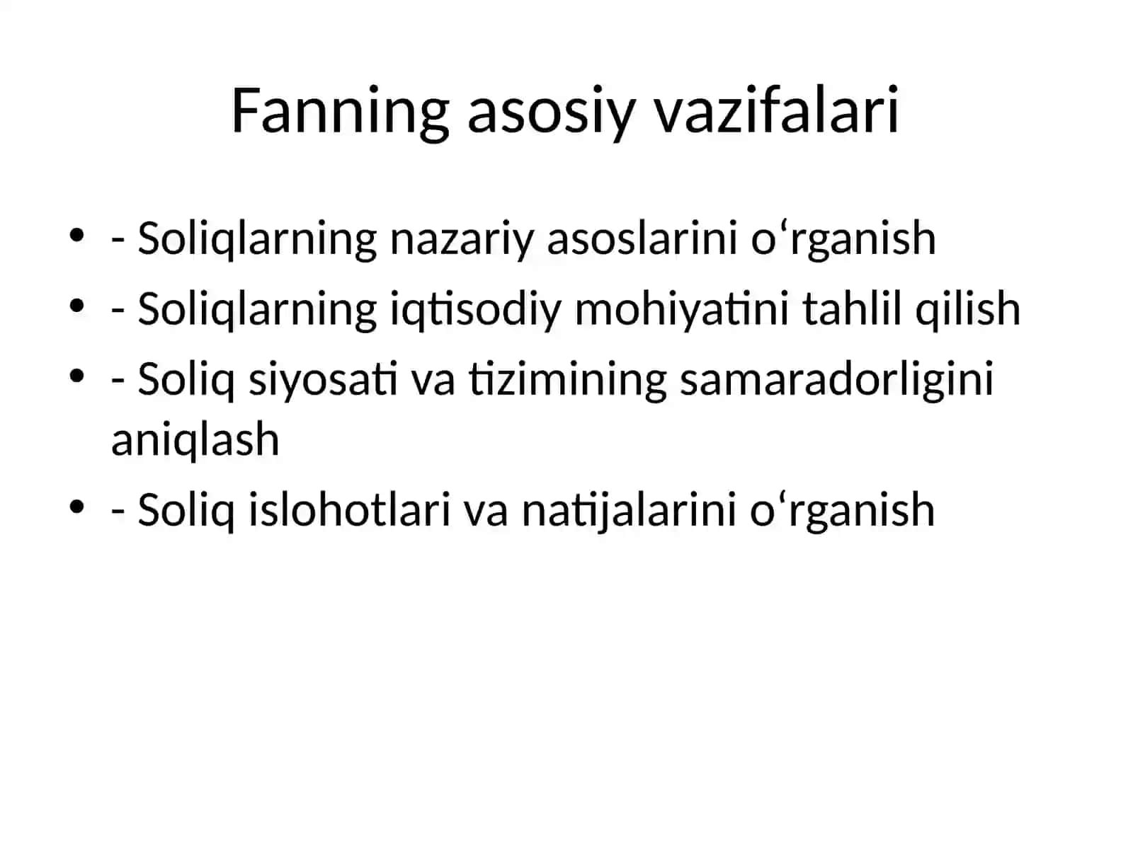 Soliq va soliqqa tortish fanining predmeti va o‘rganish usullari 3