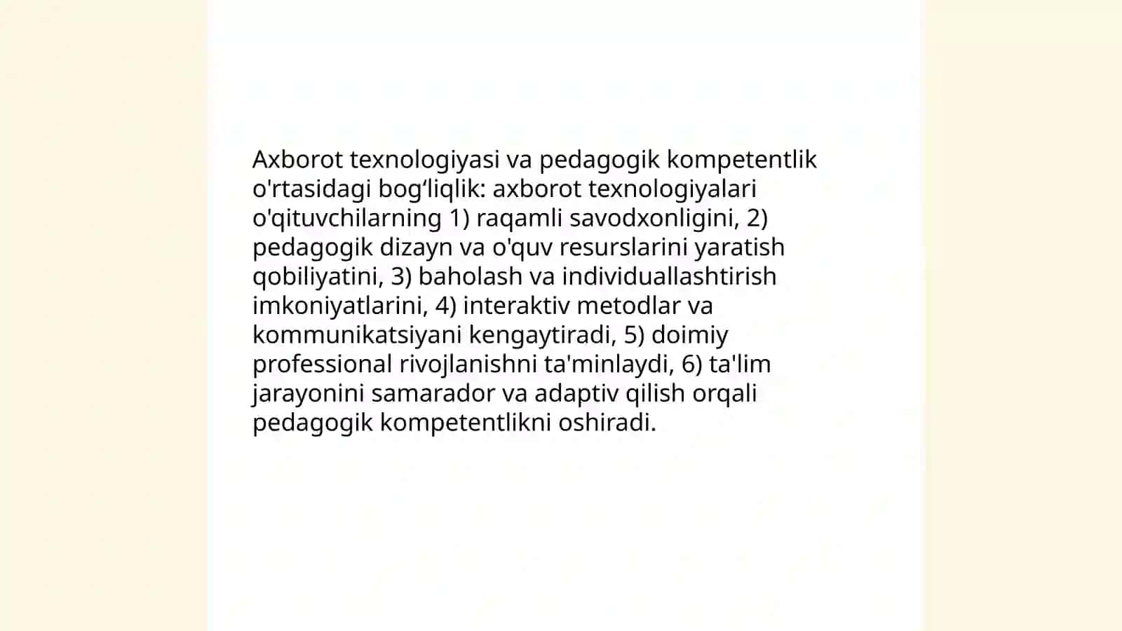 Pedagogik kompetentlikni shakllantirishda axborot texnologiyasi tushunchasi va klassifikatsiyasi 3