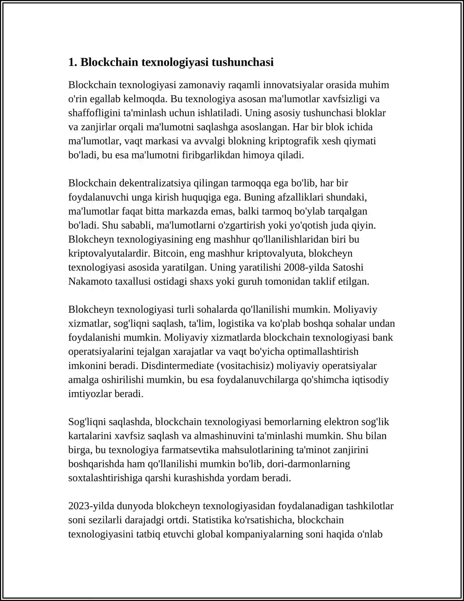 BLOCKCHAIN TEXNOLOGIYASI VA UNING AXBOROT TIZIMLARIDAGI AHAMIYATI 3