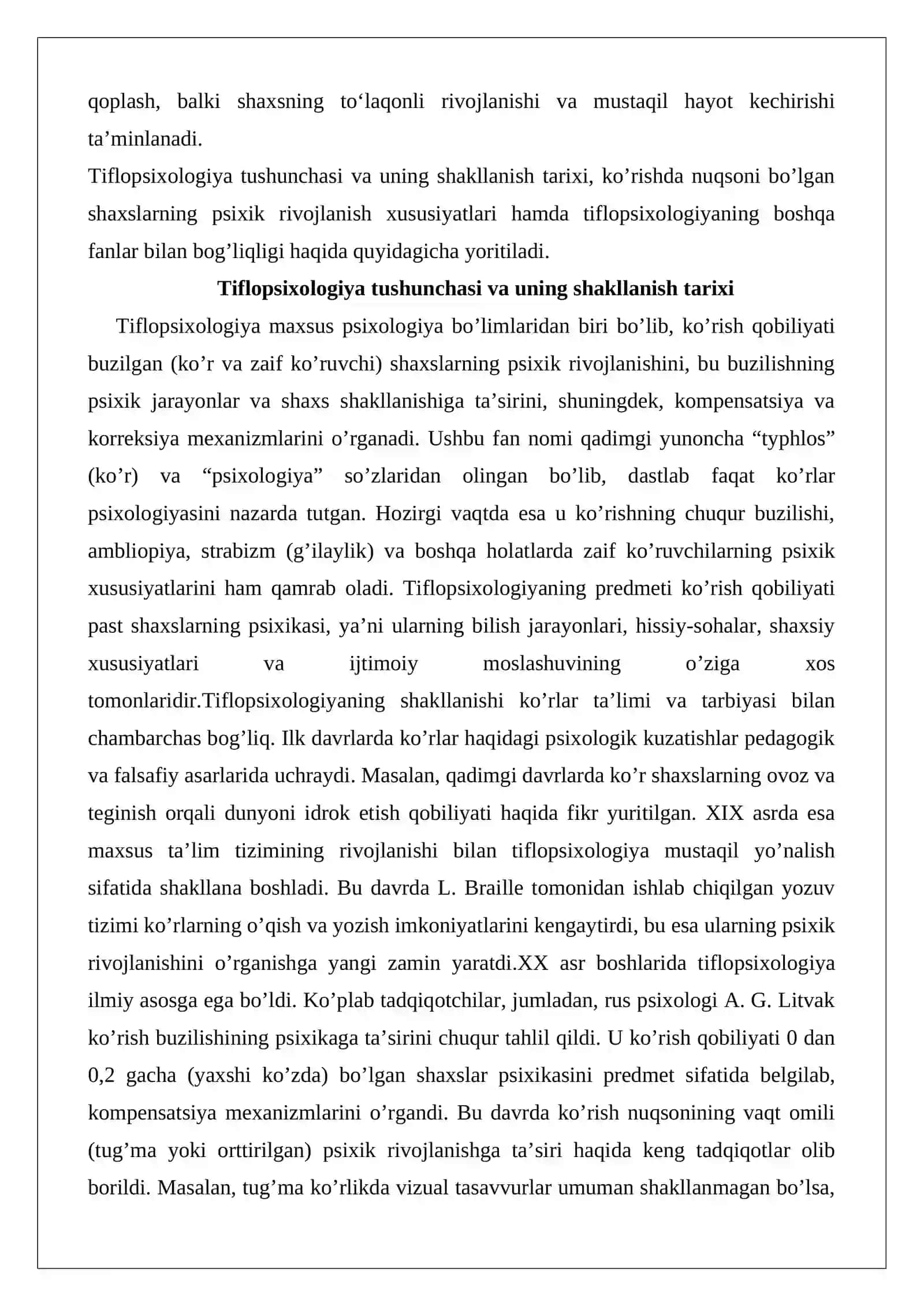 Tiflopsixologiya modulining predmeti, maqsadi va vazifalari 3