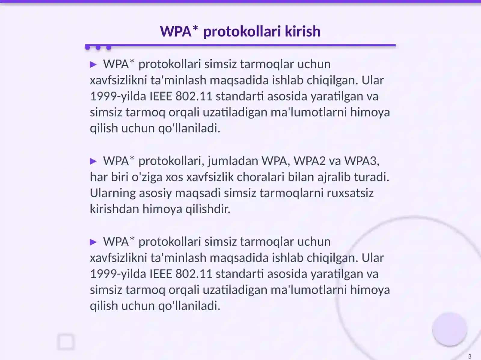 WPA* protokollarining xavfsizlik qoidalari 3