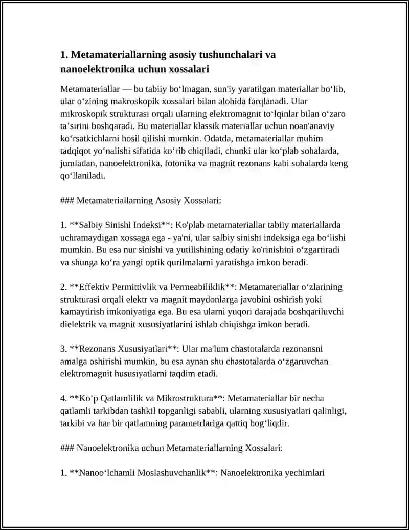 METAMATERIALLAR VA ULARNING NANOELEKTRONIKADAGI QÒLLANILISHI 3