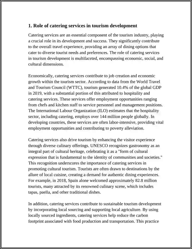 Role of Catering Services in Tourism Development 3