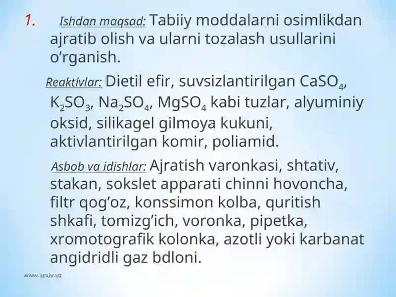ABDUVALIYEV DONYORINING ORGANIK KIMYO FANIDAN TAYYORLAGAN MUSTAQIL ISHI 3