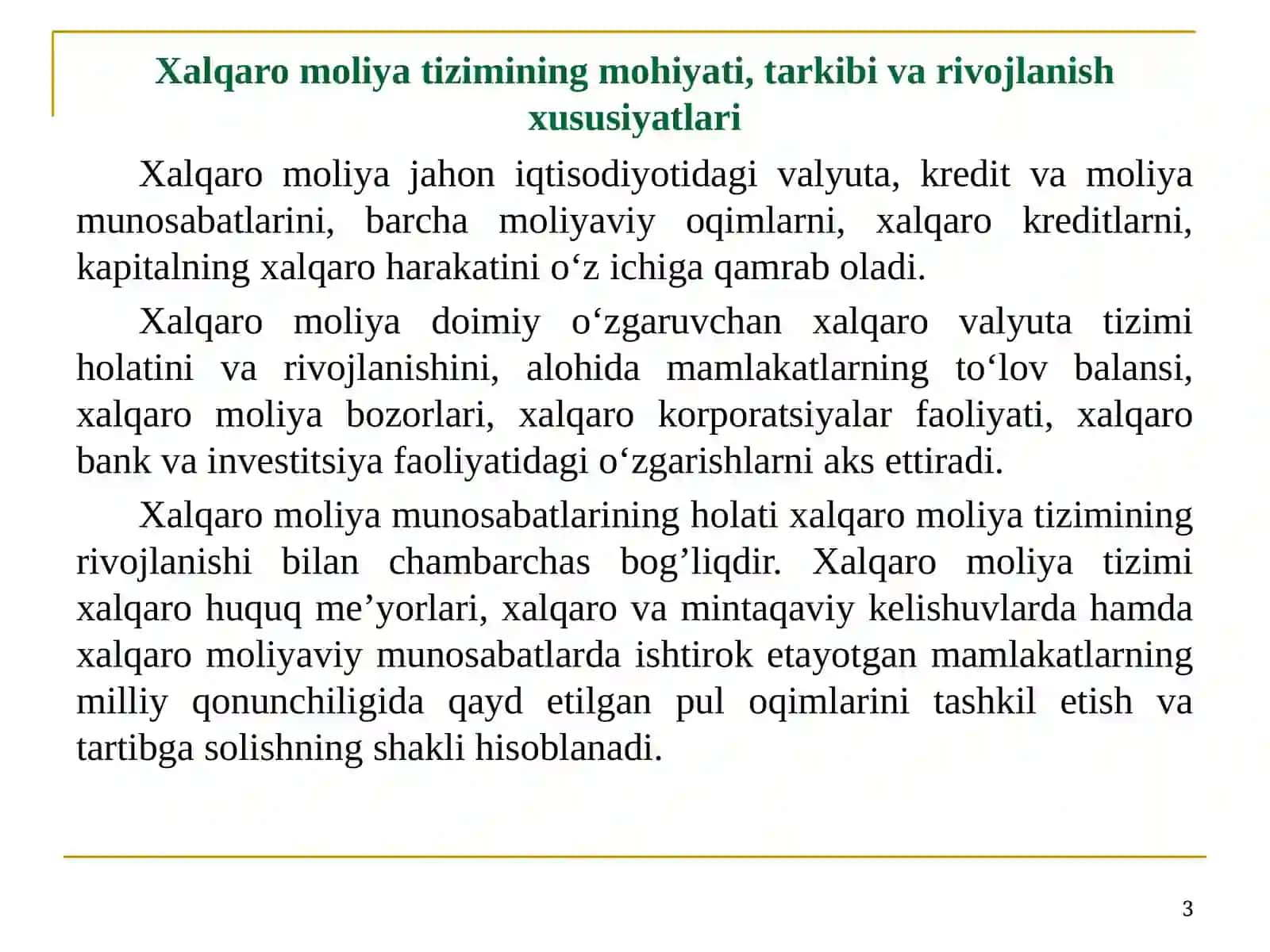 Xalqaro moliya tizimi 3
