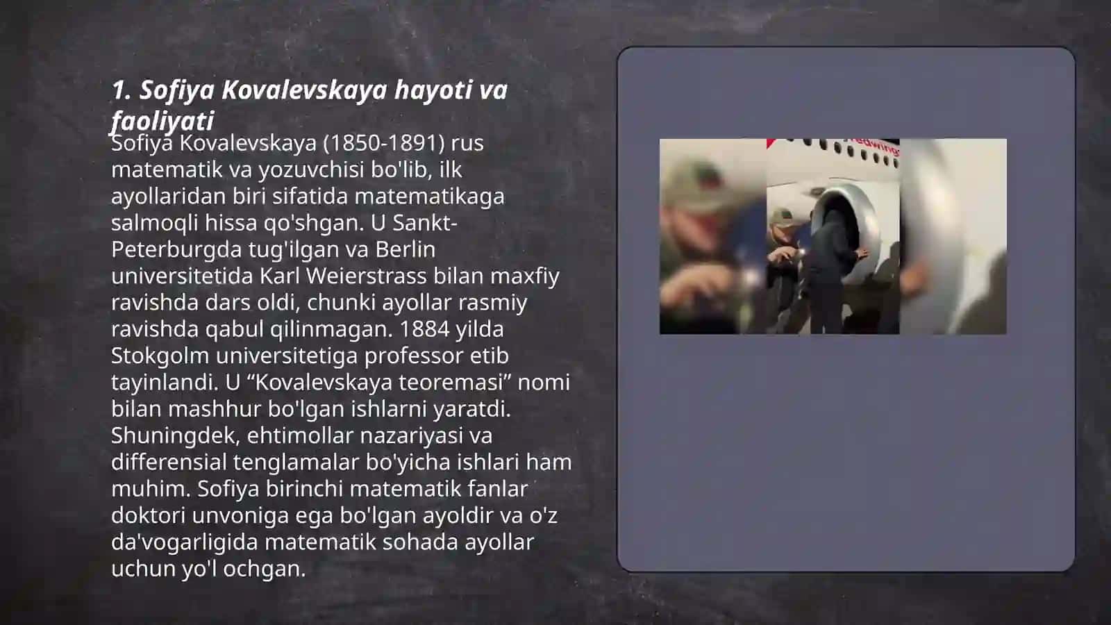 Buyuk olimlar tadqiqotlarida matematika:Sofiya Kovalevskaya 3