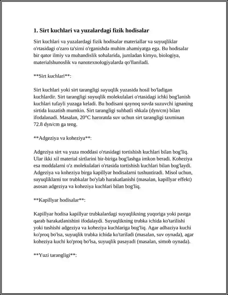 SIRT HODISALARI. ADSORBSIYA. XROMOTOGRAFIYA VA UNING TIBBIYOTDAGI AHAMIYATI 3