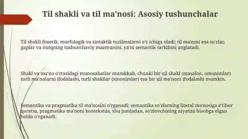 Lisoniy shakl va lisoniy mano 3