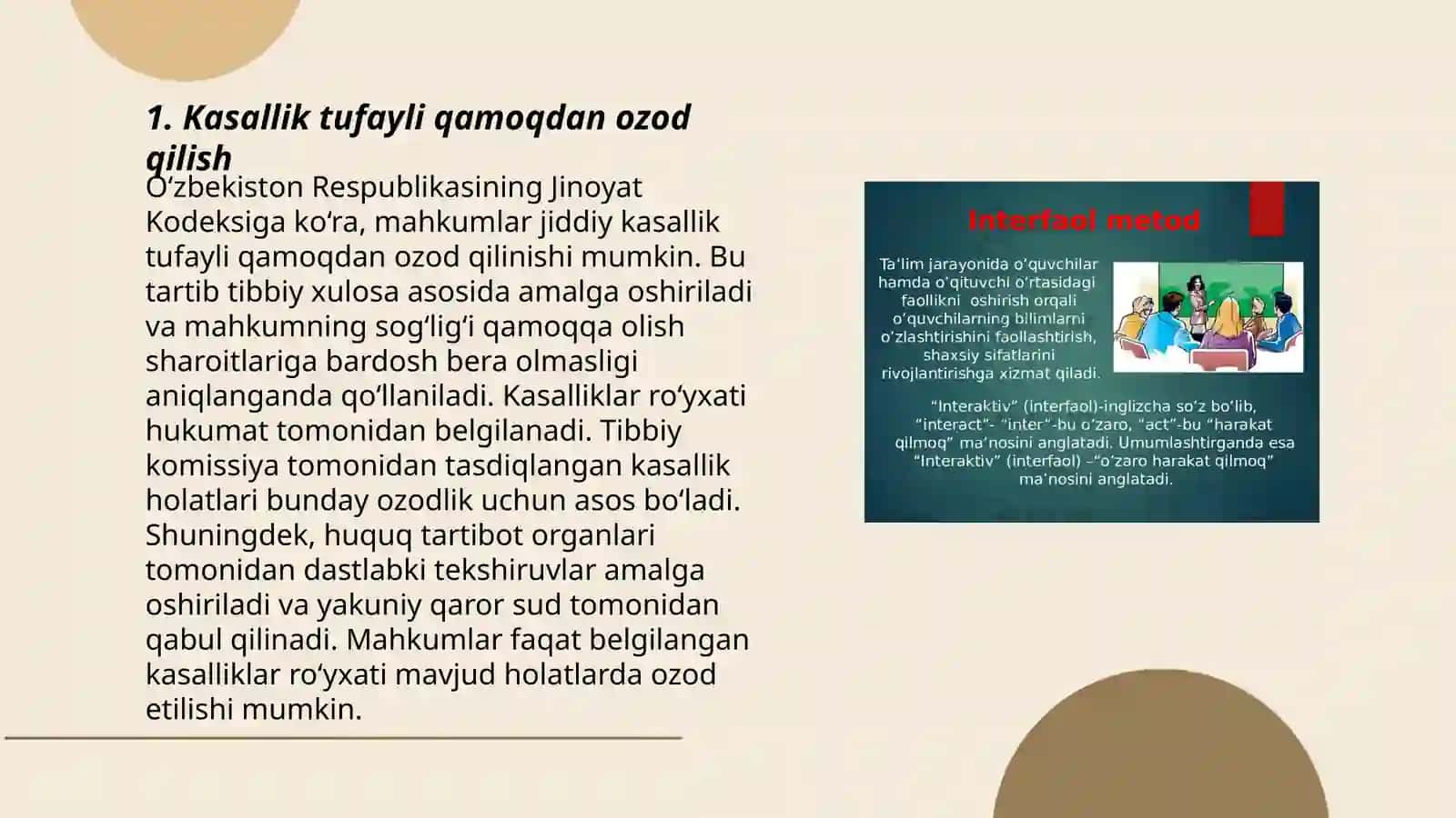 Kasallik yoki mehnat qobilyatini yo'qotish oqibatida jazodan ozod qilish 3