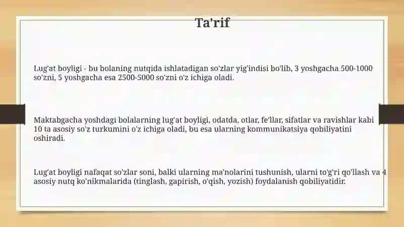 Maktabgacha yoshdagi bolalarda lug’atini boyitish boyicha ishlar 3
