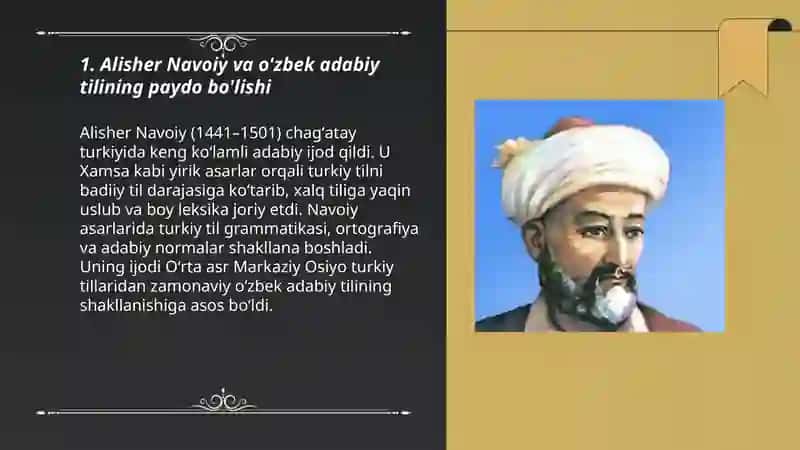 Alisher Navoiy o'zbek adabiy tilining asoschisi 3