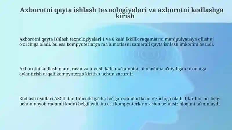 Axborotlarni qayta ishlash lexnologiyalari 3